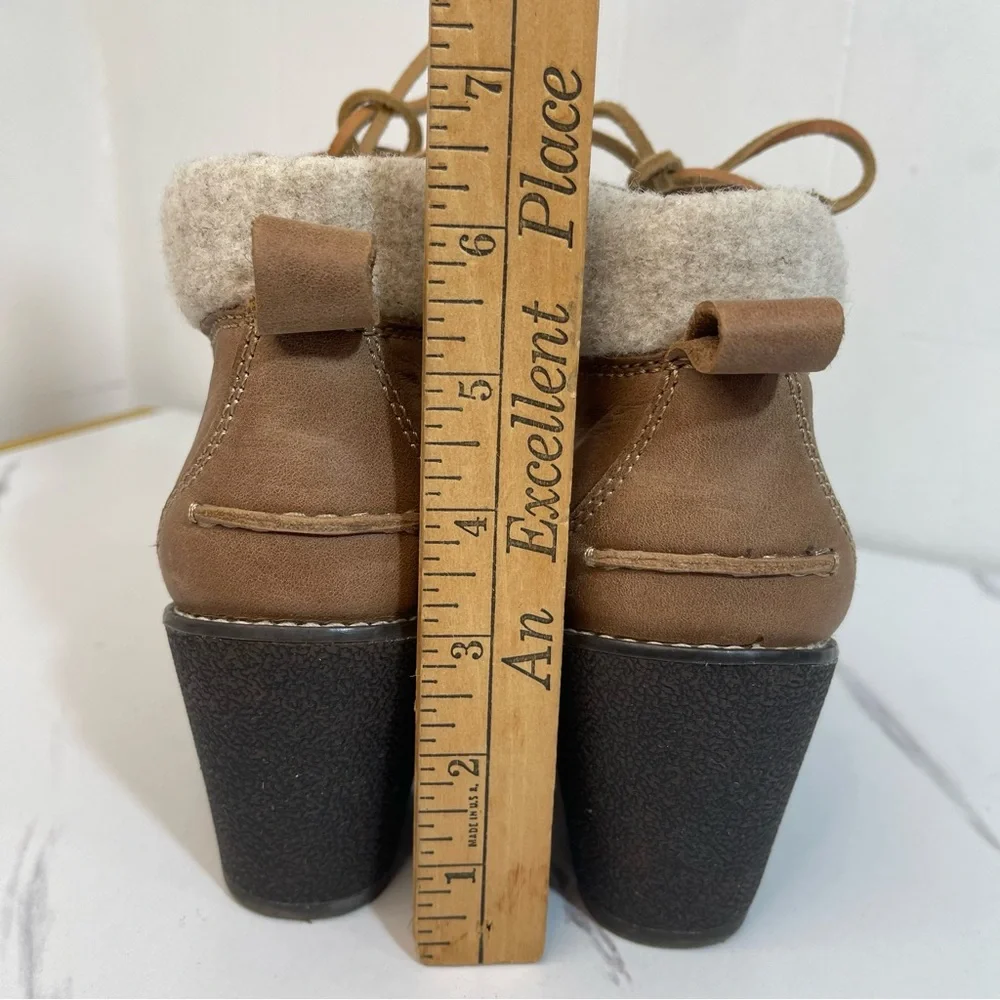Sperry Women's Wedged Leather Ankle Boots Lace Up Comfort Sz 8M Celeste Bliss